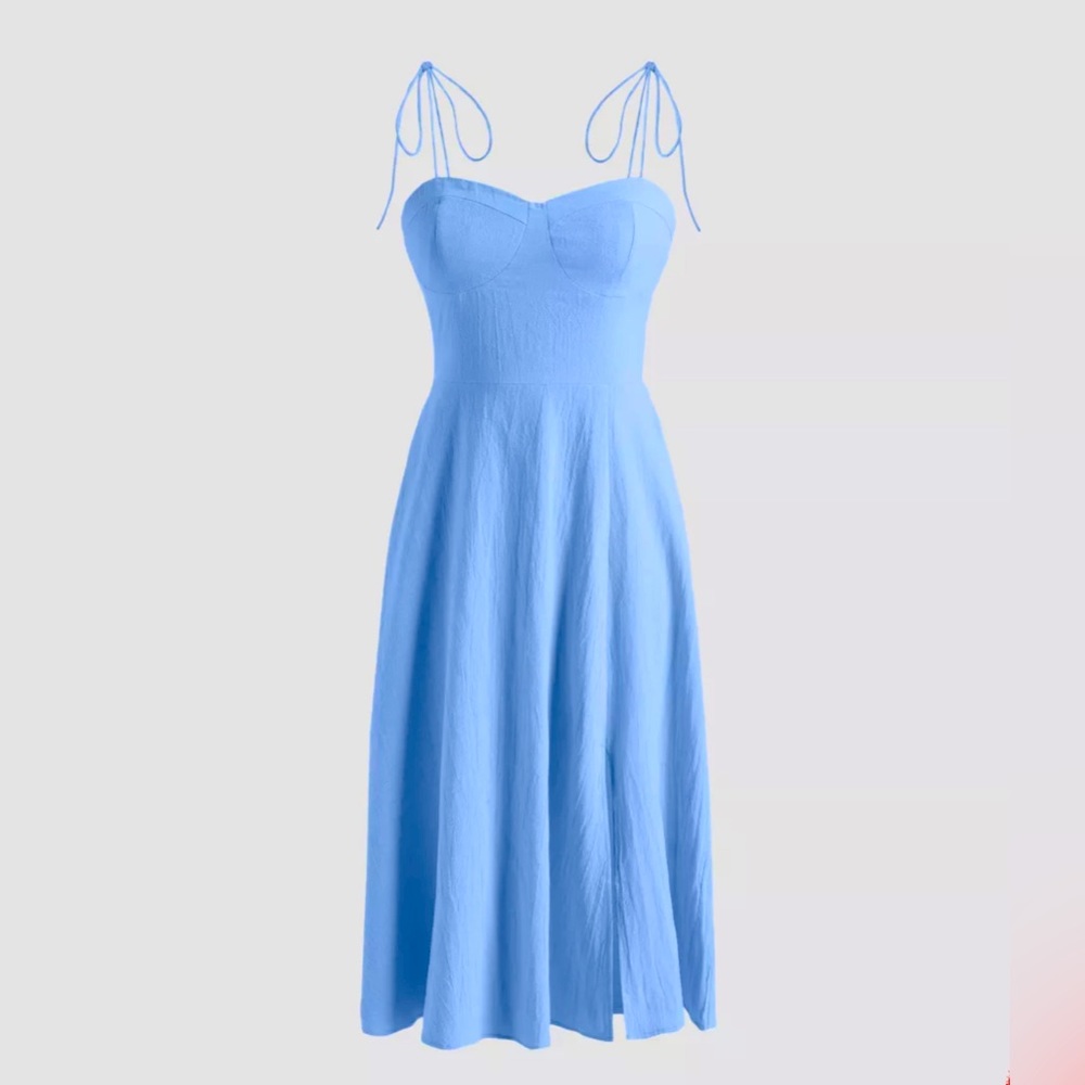 Solid Baby Blue Midi Dress